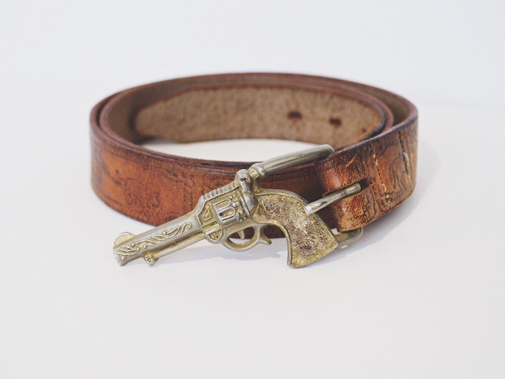 Gun Leather Belt Vintage Belts Brown Leather by dashanddart
