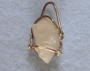 Mini Arkansas Snow Quartz Crystal Wire Wrapped Pendant