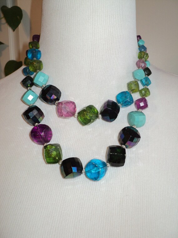 Vintage Chunky Lucite Plastic Jewelry Set with double by RRGS