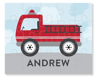 Fire Truck Puzzle - Personalized Puzzle for Kids - Jigsaw Puzzle - Children Puzzles - Personalized Name Puzzle - 8 x 10 puzzle, 20 pieces