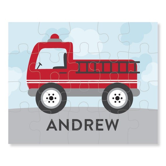 Fire Truck Puzzle - Personalized Puzzle for Kids - Jigsaw Puzzle - Children Puzzles - Personalized Name Puzzle - 8 x 10 puzzle, 20 pieces Il_570xn