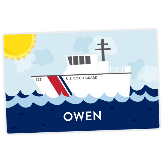 Coast Guard Rescue Boat Placemat - Personalized Placemat for Kids - Childrens Placemat - Child Place Mat - Set The Table - Laminated Il_570xn