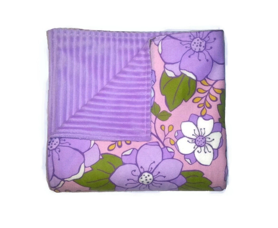 Purple Flannel and Minky Cuddle Blanket by PrairieQuiltShop