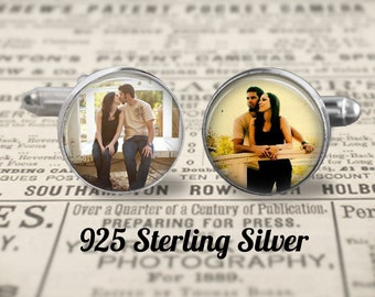 Solid Sterling Silver 925 Cufflinks, Custom Photo Cufflinks, Mens Accessories, Wedding Cufflinks