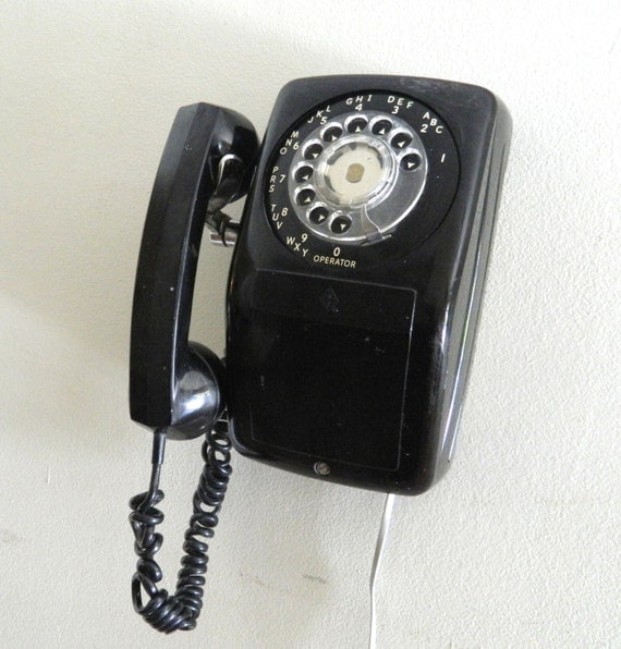 Vintage Rotary Wall Phone Black