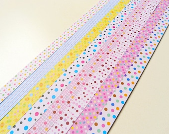 Cute Polka Dots Mixed Origami Lucky Star Paper Strips Gift Folding DIY - Pack of 160 Strips