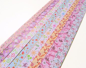 Origami Lucky Star Paper Strips Floral Mixed Gift Folding DIY - Pack of 80 Strips