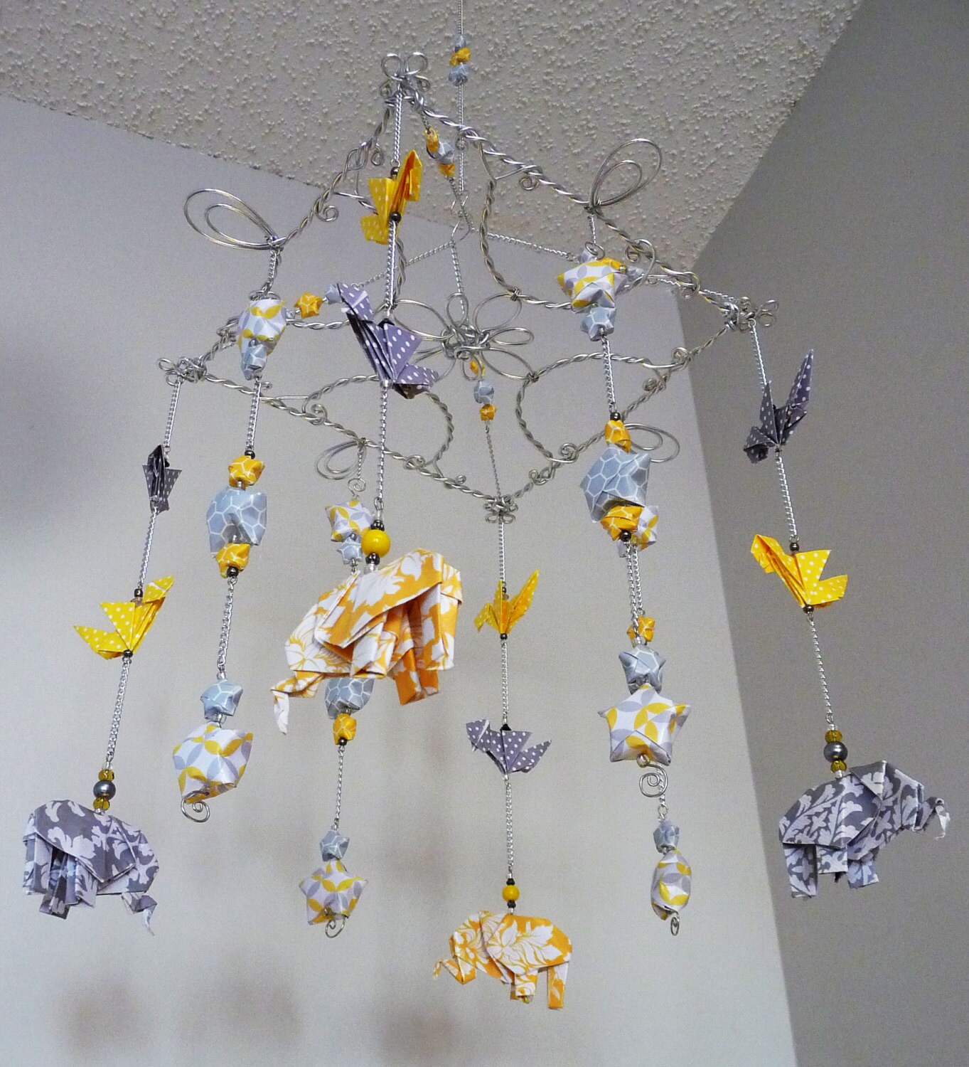 Modern Baby Mobile Origami Mobile Elephant Mobile Star