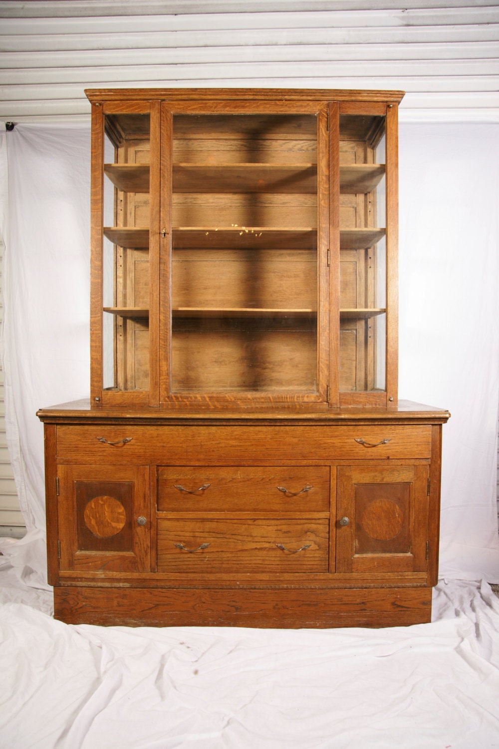 Antique China Cabinet Arts & Crafts Rustic