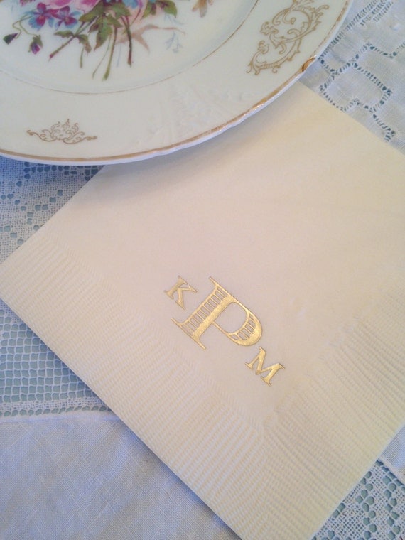 Set of 100 Monogrammed Napkins Wedding or Personalized Home