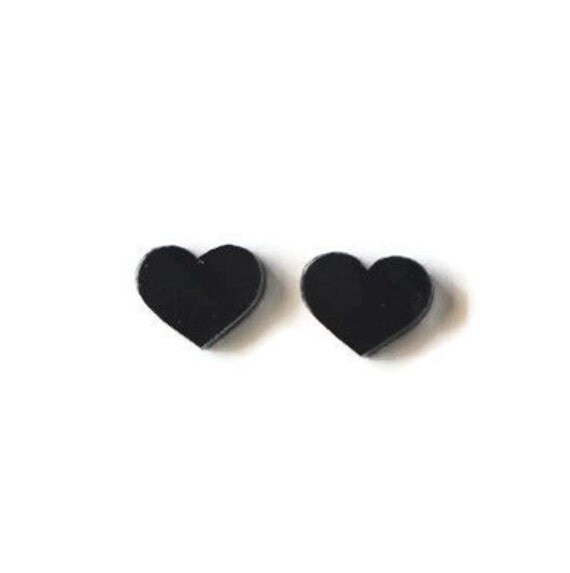 Black Heart Stud Earrings Black Heart Post Earrings Small