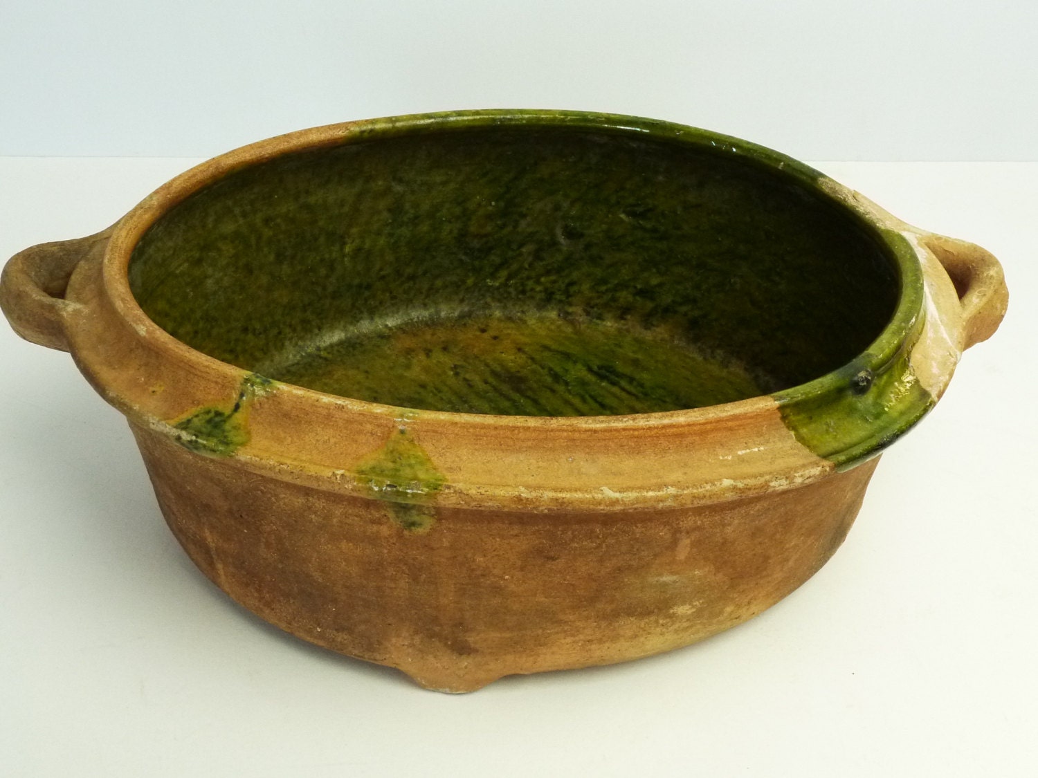 French Antique Stoneware Cooking Pot..Natural by LeMoulinBleu