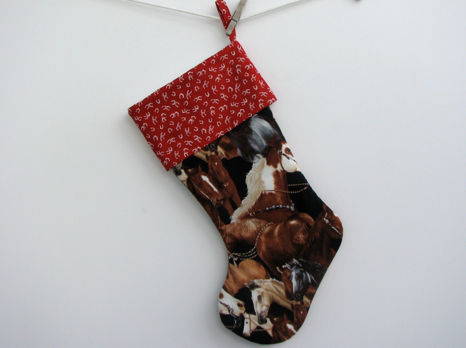 horses christmas stocking - durable and washable christmas stocking with horse theme