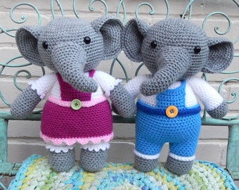 Eleanor and Elijah Elephant, Amigurumi Crochet Pattern