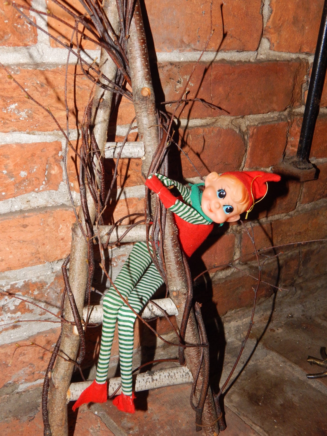 Primitive Elf On The Shelf Birch wood "A" form LADDER Prop Accessory