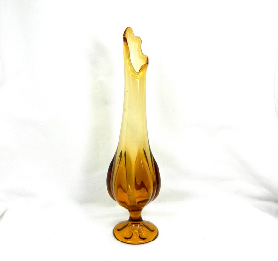 Vintage Viking amber swung glass vase over 17 in.s tall rich honey