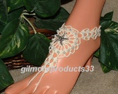 Starfish crochet barefoot sandals beach wedding shoes anklets bracelets foot jewelry pearl accessories women