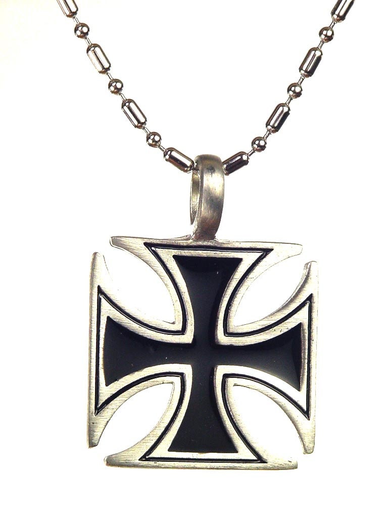 German Iron cross pewter pendant necklace with 24 chain