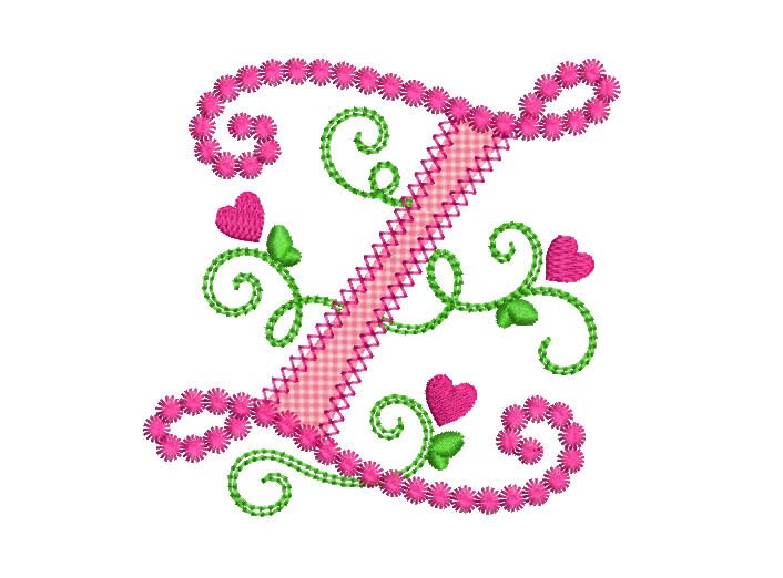 Cute Letter Z Alphabet for Lil Princess Hearts Applique