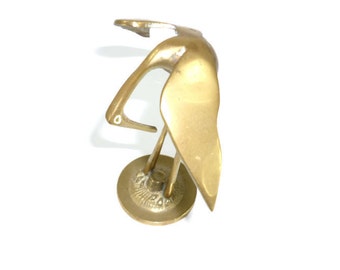 Mid Century Brass Crane Sculpture Vintage