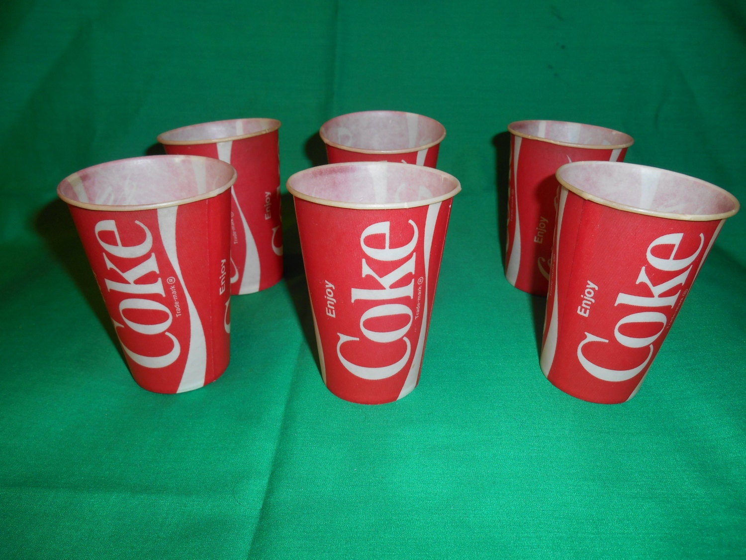 Six 6 CocaCola Wax Paper Cups. by by EdChandlerEnterprise on Etsy