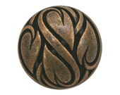 2 Heart Vine 15/16 inch ( 24 mm ) Dill Metal Buttons Antique Brass Color