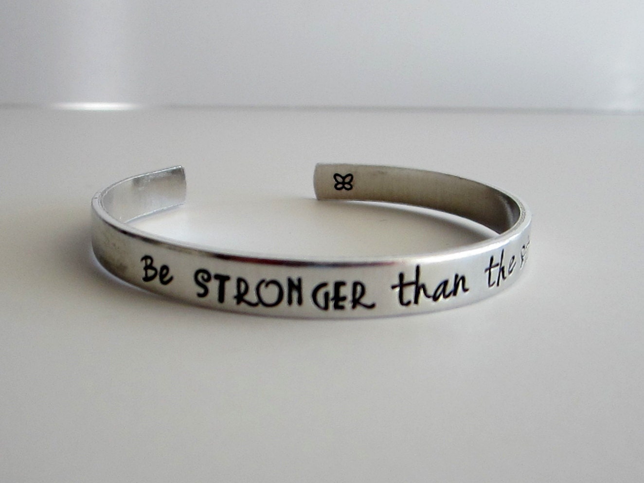 Hand Stamped Be STRONGER than the storm Bracelet