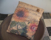 Primitive Sunflower Vintage Logo Pillow