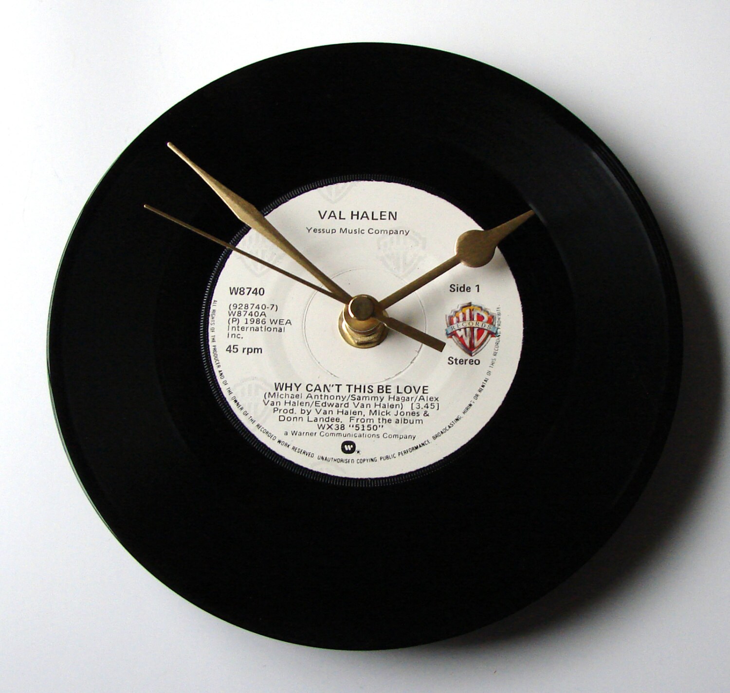 VAN HALEN Vinyl Record Clock Why Can't This Be