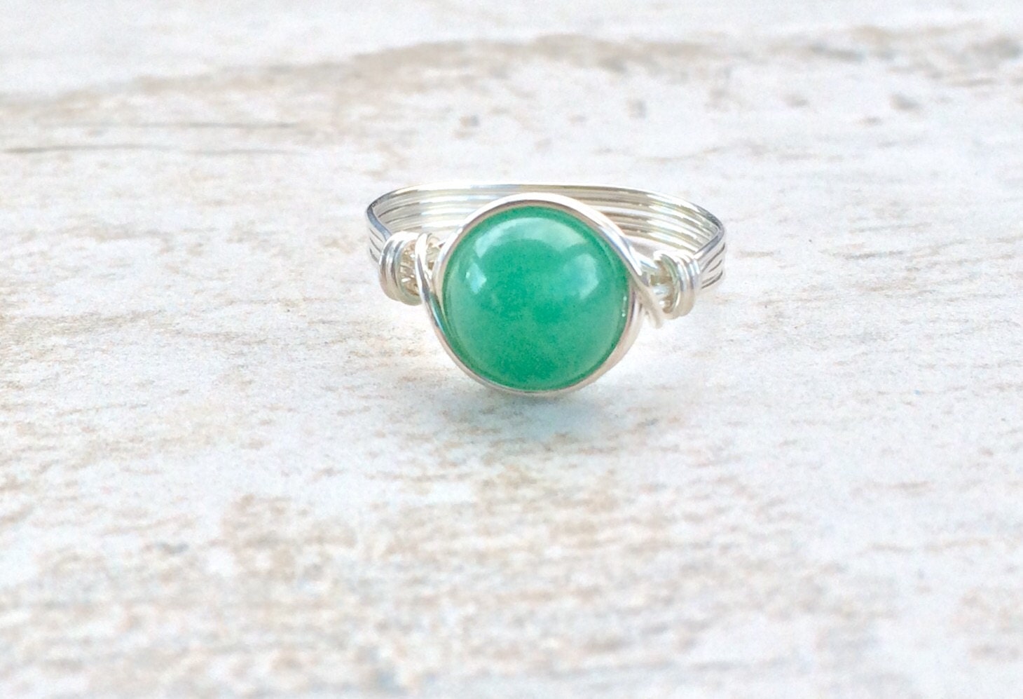 Green Aventurine Wire Wrapped Ring Aventurine by BlueSoulDesigns