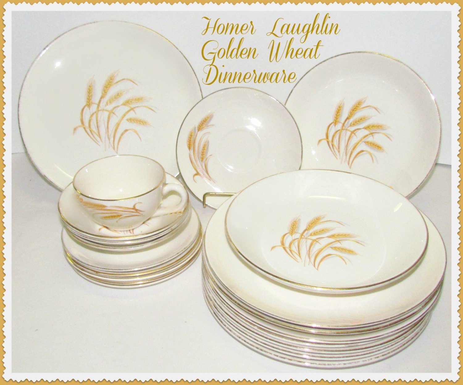 Vintage Homer Laughlin 'Golden Wheat' Dinnerware by GrammysGoodys