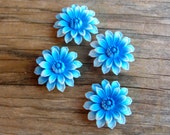 Blue Plastic Flower Cabochons - Jewelry Supplies - Dahlias - Blue Flowers - Flowers for Earrings