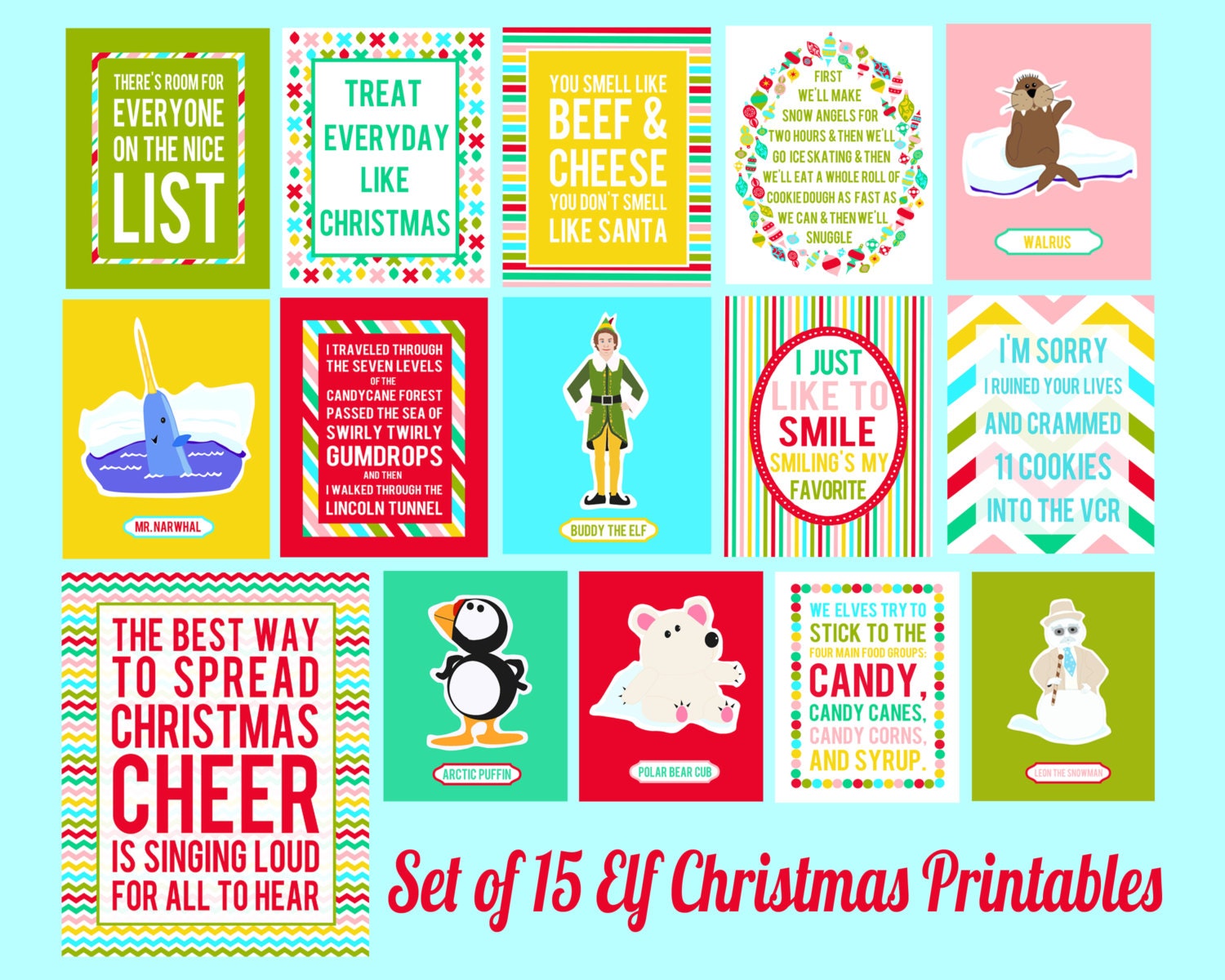 Items similar to Set of 15 Elf Movie Printables - Perfect for Christmas on Etsy