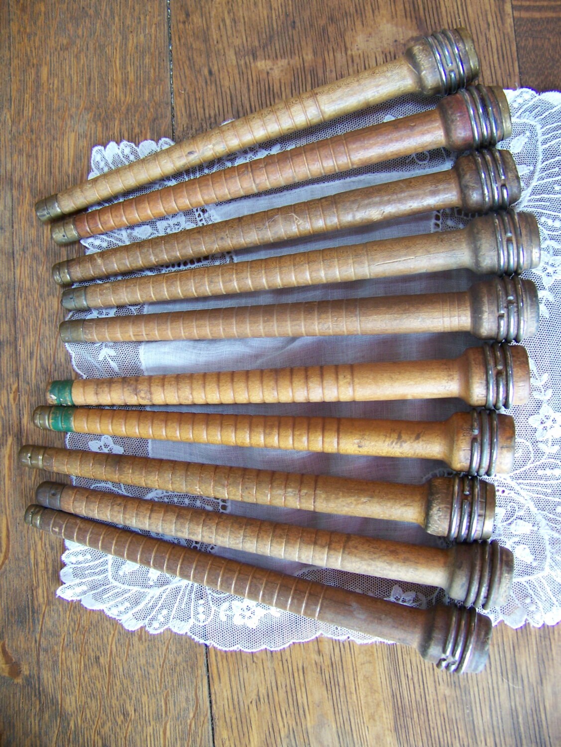 Antique Wooden Bobbins lot of 10 Antique Wood Bobbin by lesaestes