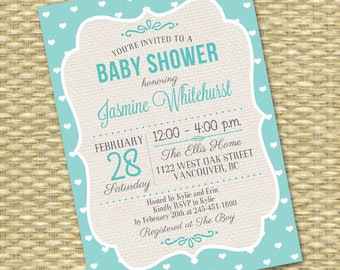 Baby Shower Invitation Baby Boy Mason Jar Baby's Breath