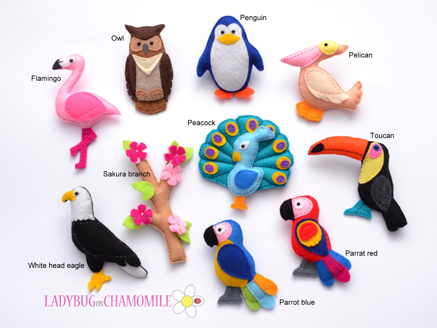 Birds Felt Fridge CHOOSE by LadybugOnChamomile