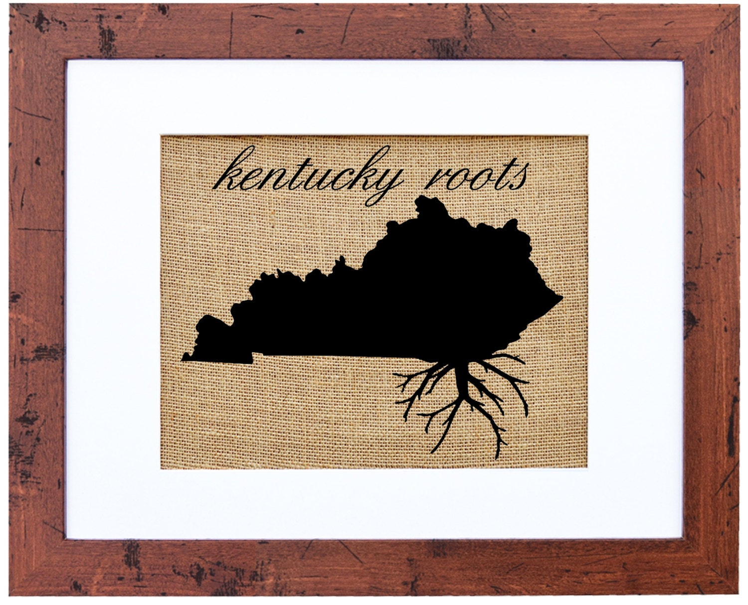 Kentucky Roots Framed Print Burlap Art Wall Art State