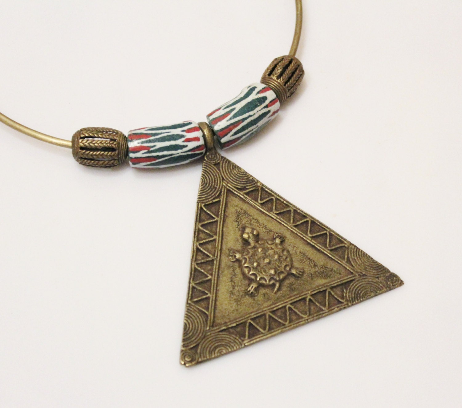 African Tribal Necklace Adinkra Jewelry Turtle Jewelry