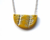 Chartreuse Yellow Botanic Crescent Necklace