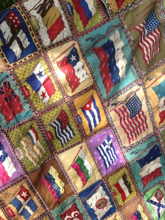 Antique c 1900s Rare Folk Art Tobacco Flags by JansVintageStuff