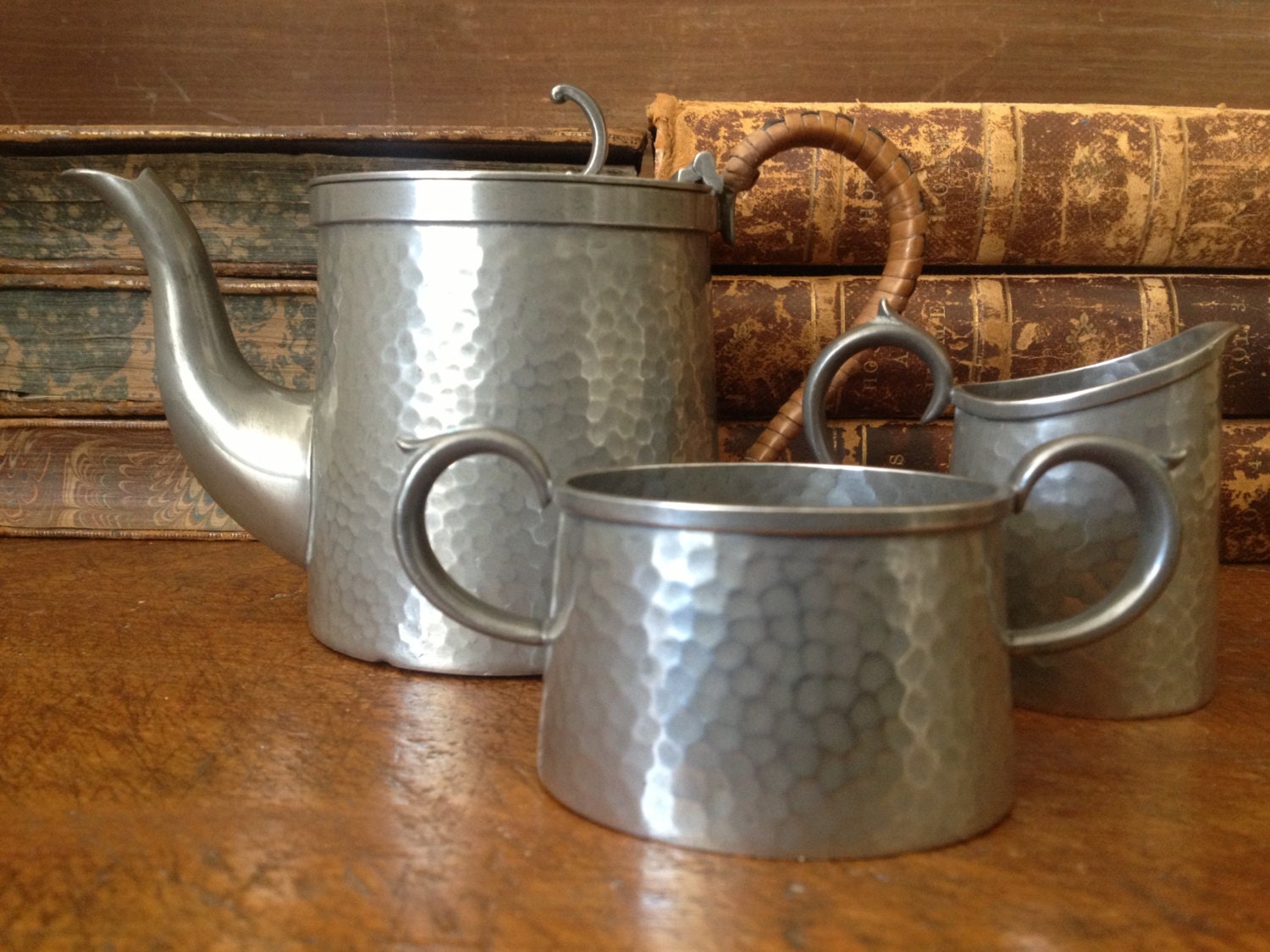 vintage metal tea set