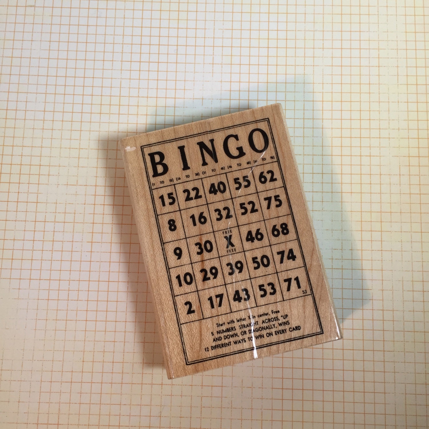 BINGO Rubber Stamp by 7 Gypsies / NEW Vintage Style Rubber