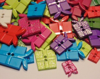 10 piece assorted colorful present button mix, 10-23 mm (B7)