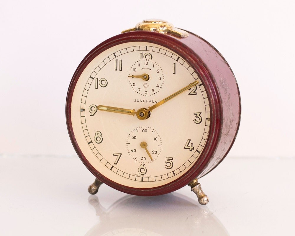 Vintage Alarm Clock JUNGHANS Old German Clock by ARoadThroughTime
