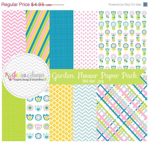 80% OFF - INSTANT DOWNLOAD, , garden flower digital papers, cute backgrounds, for invitations, greeting cards, etsy banners Il_570xn