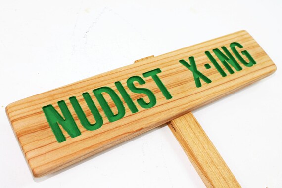 NUDIST X-ING Gag Gift Funny Sign Nudist Signage Custom