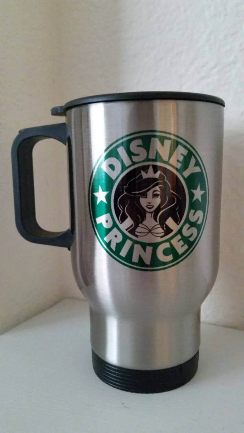 Disney Princess Starbucks Travel Mug Ariel by ThePrintParlor