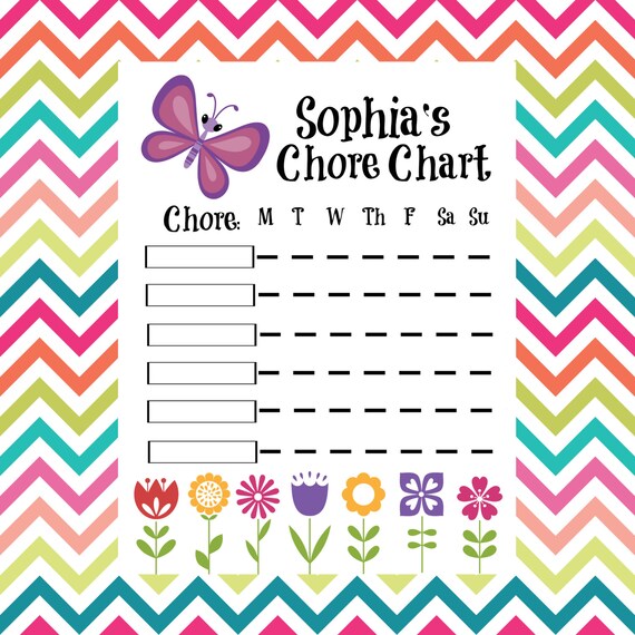 Butterfly CUSTOM chore chart Printable FAST