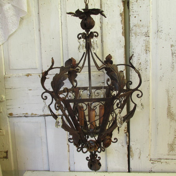 French farmhouse chandelier large rusty by AnitaSperoDesign
