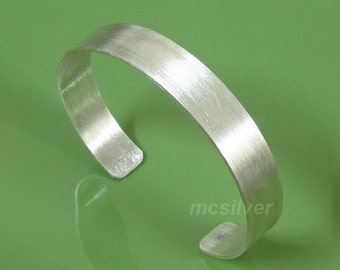 10mm 925 Sterling Silver Matt Brushed Cuff Bracelet Wide Matte Band Bangle Handcraft Modern Silver Jewelry 6 6.5 7 7.5 8 8.5 9 Modern